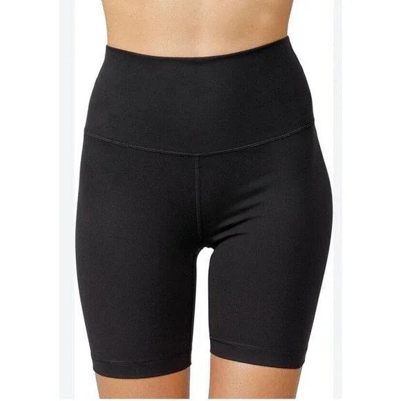 Yogalicious Lux Shorts Women's Medium Black Biker Athletic Wear High Rise - Picture 1 of 5